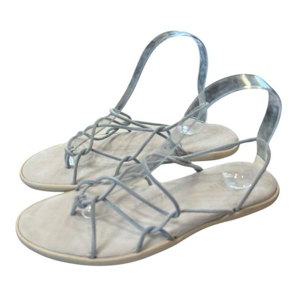 HOGAN Women's Gray Suede Leather Netting Thong Sandals 39 - Picture 2 of 8